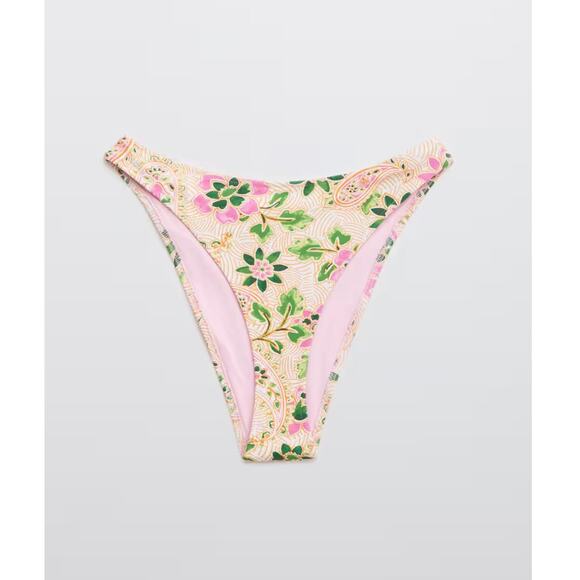 aerie Other - Aerie American Eagle Cheekiest Bikini Bottom Pink Paisley‎ Size Large Swimwear